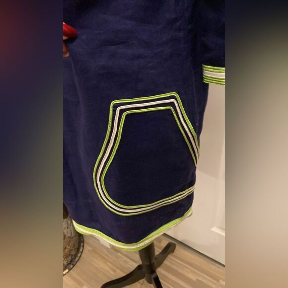 Calypso St. Barth linen Navy Dress with Lime Accents, S - Picture 5 of 9